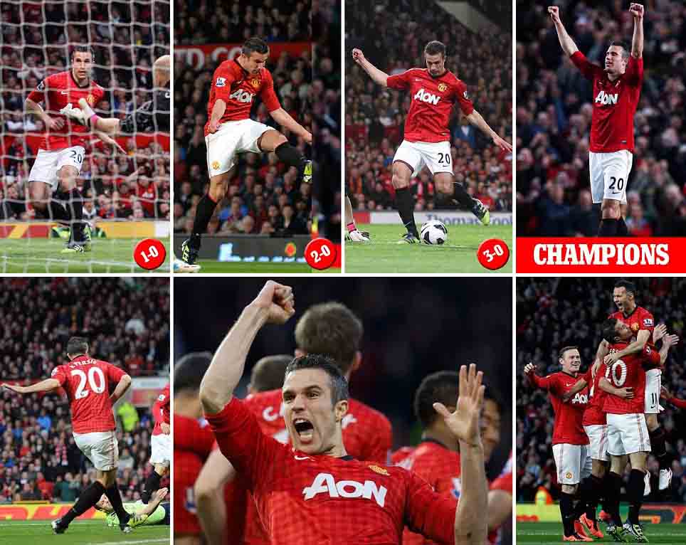 Gol Hat-trick RVP Pastikan Manchester United Raih Gelar ke-20